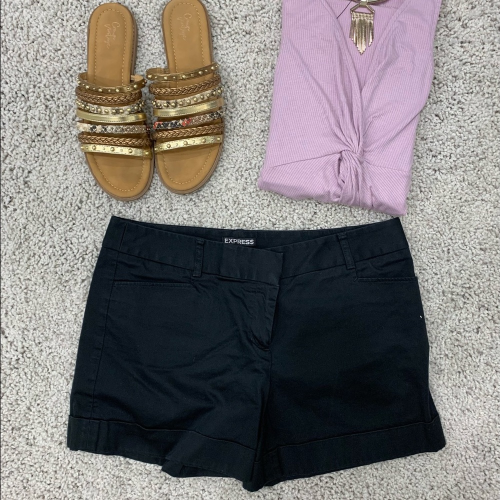 Express Editor Black Chino Shorts